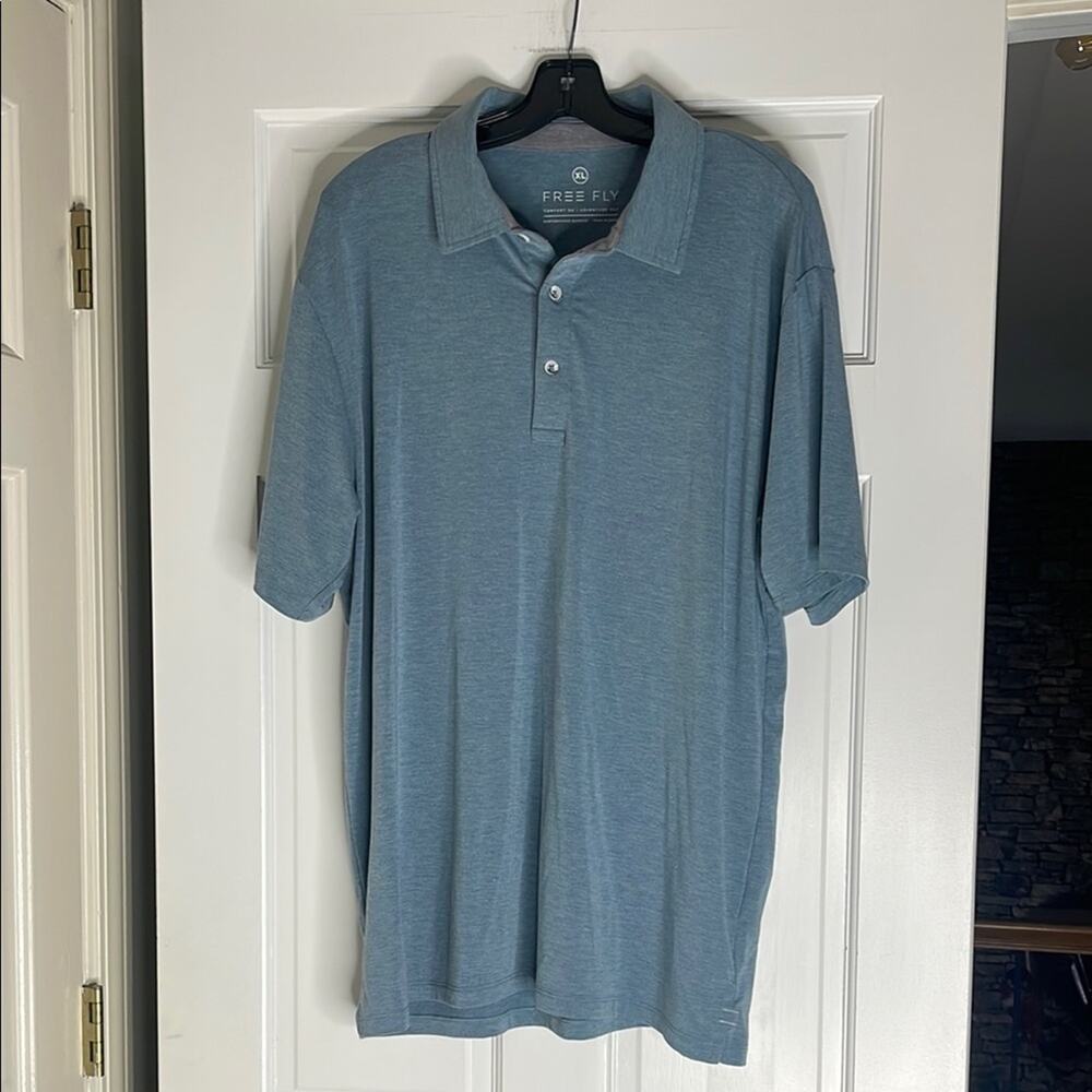 Free Fly Apparel Blue Polo Shirt Relaxed Fit. Xl.